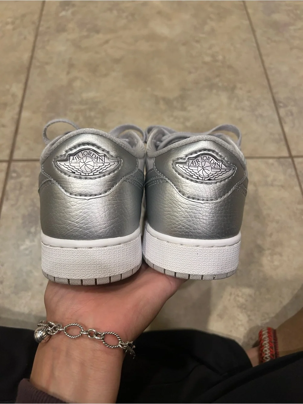 Nike Air Jordan Kids Silver and Light Gray Low Top Sneakers